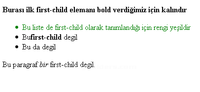 Cssin Html İ&ccedil;erisinde Kullanım Şekilleri, Puseduo Class &Ouml;rnekleri