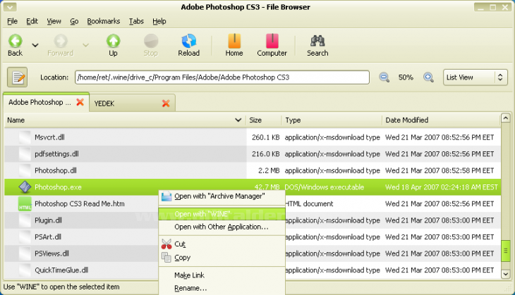 Debian &Uuml;zerine Photoshop CS3 Kurmak